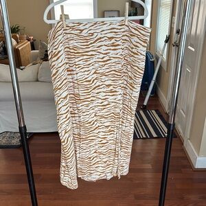 Ava & Viv Cream and Brown Midi Pencil Skirt Resort Wear